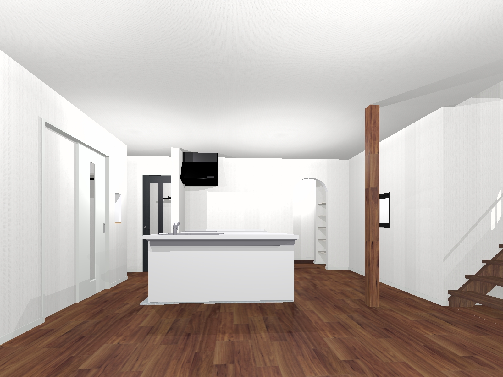 高槻市和モダンな注文住宅：打合せ時に使ったパース・キッチン